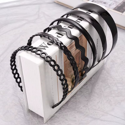 1Pc Fashion Wave Mens Women Unisex Plastic Resin Black Wavy Hair Head Hoop Band Sport Headband Hair Accessories Headdress