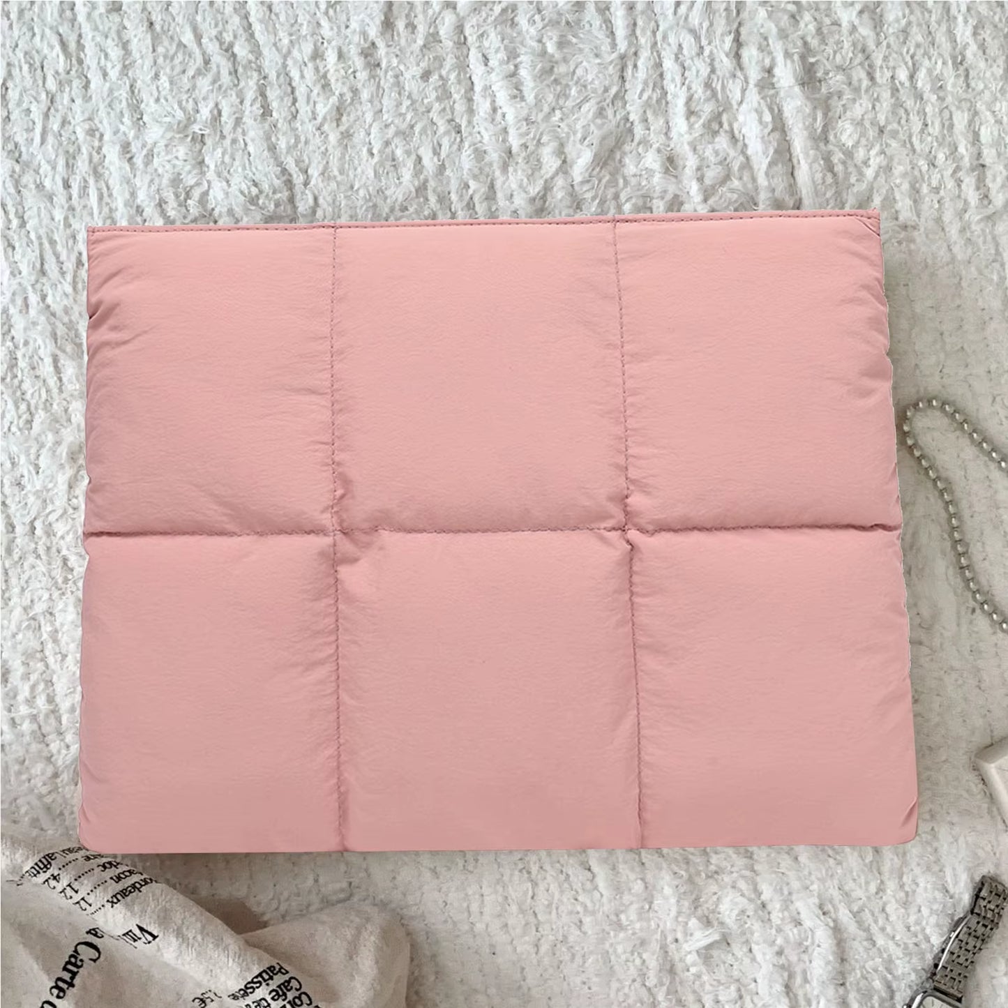 Nylon Quilted Puffy Notebook Carrying Case Comfortable Laptop Case for Women 15-15.6 Inch Tablet