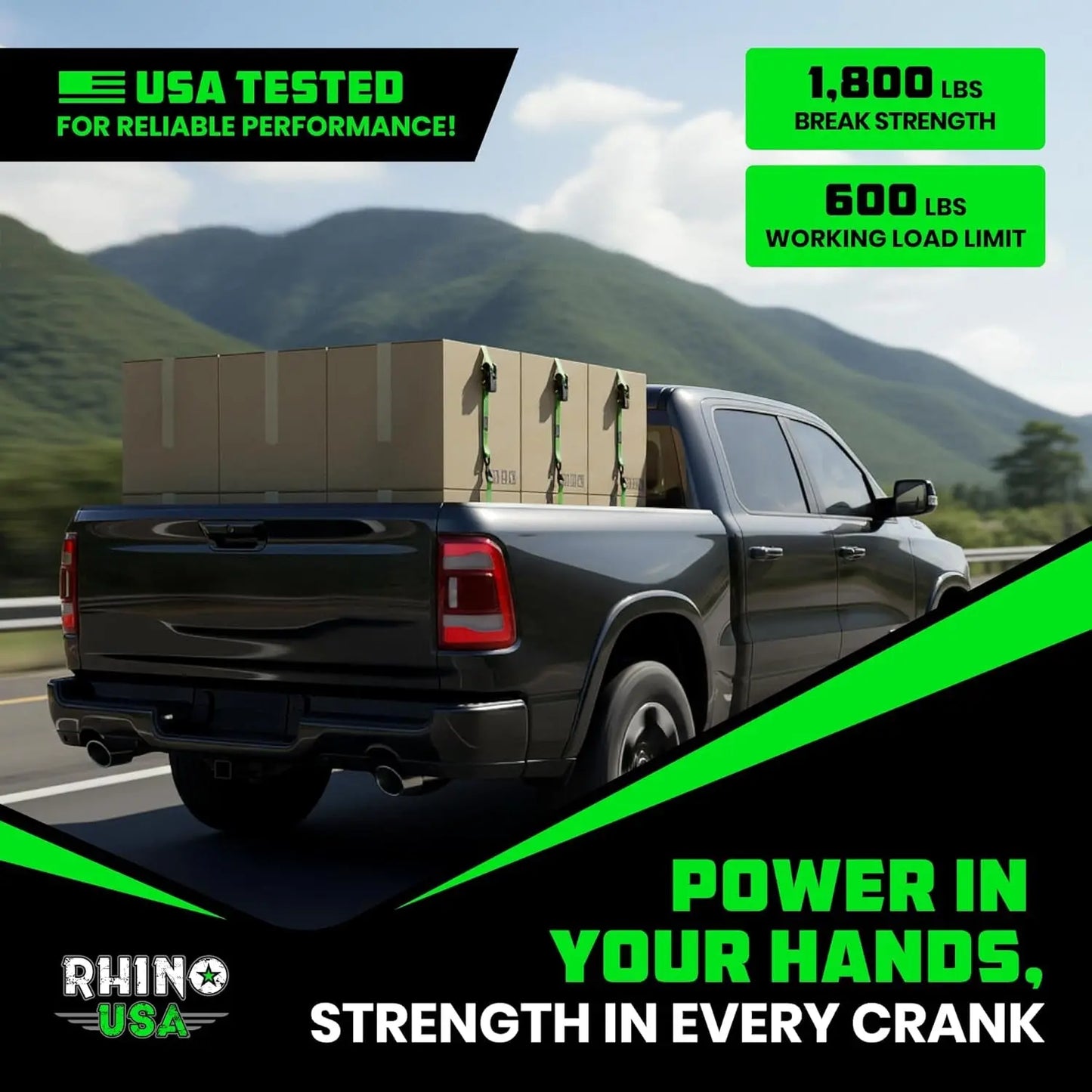 Ratchet Straps Tie Downs (4-Pack) - 1 Inch X 15 Feet (1,823Lb Break Strength) - Ultimate Tie down Straps with Safety S Hooks - for Trucks, Cargo, Moving, Appliances - Green