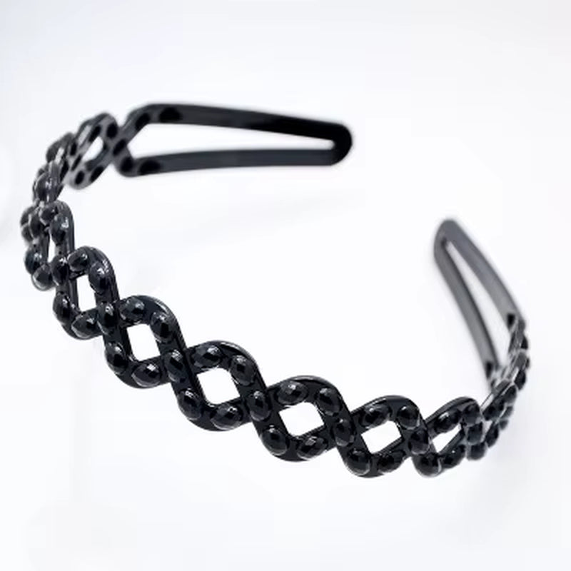 1Pc Fashion Wave Mens Women Unisex Plastic Resin Black Wavy Hair Head Hoop Band Sport Headband Hair Accessories Headdress