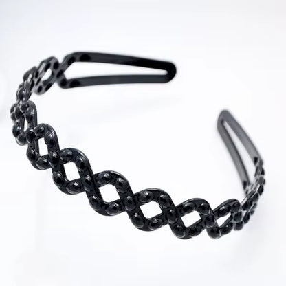 1Pc Fashion Wave Mens Women Unisex Plastic Resin Black Wavy Hair Head Hoop Band Sport Headband Hair Accessories Headdress