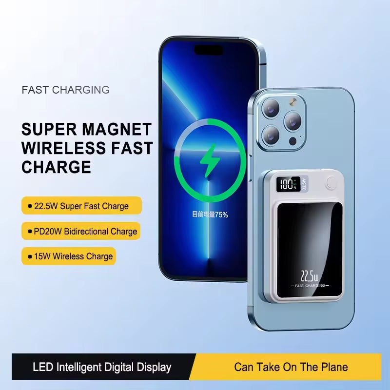 22.5W Quick Charge Powerbanks Slim and Small Magnetic Wireless Power Station with Charging Cord