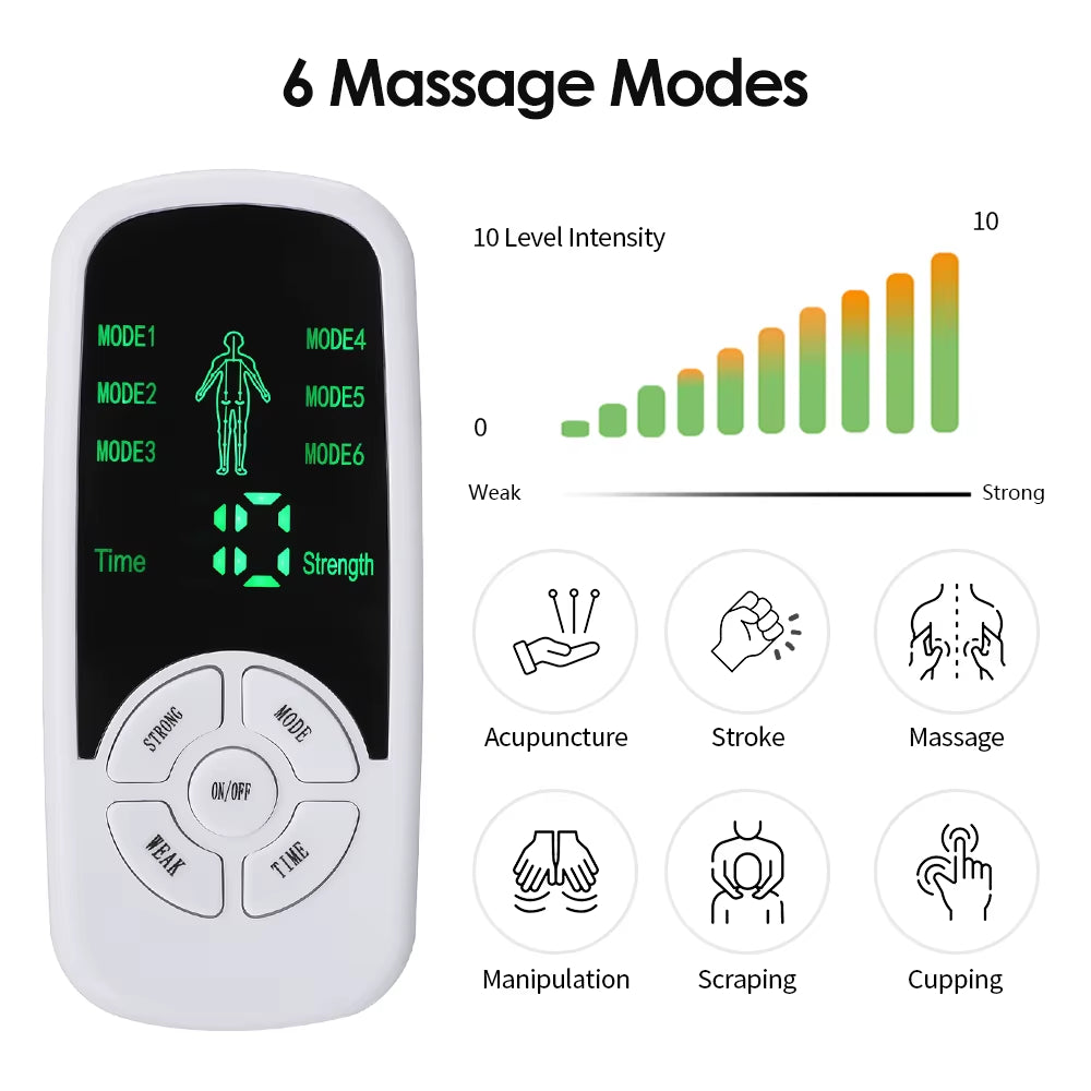 Electric Massage Instrument EMS Tense Machine Pulse Massager Tens Acupuncture Electrical Muscle Stimulator for Neck Back Body