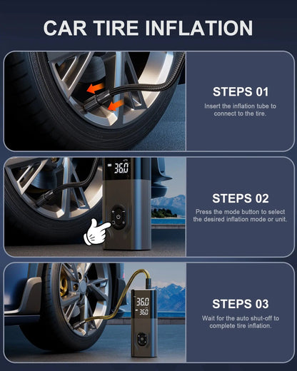 180PSI Tire Inflator, 6X Faster Portable Air Compressor for Car, 12V DC Tire Pump with Auto Shutoff for Car, Motorcycle, Bike and Ball