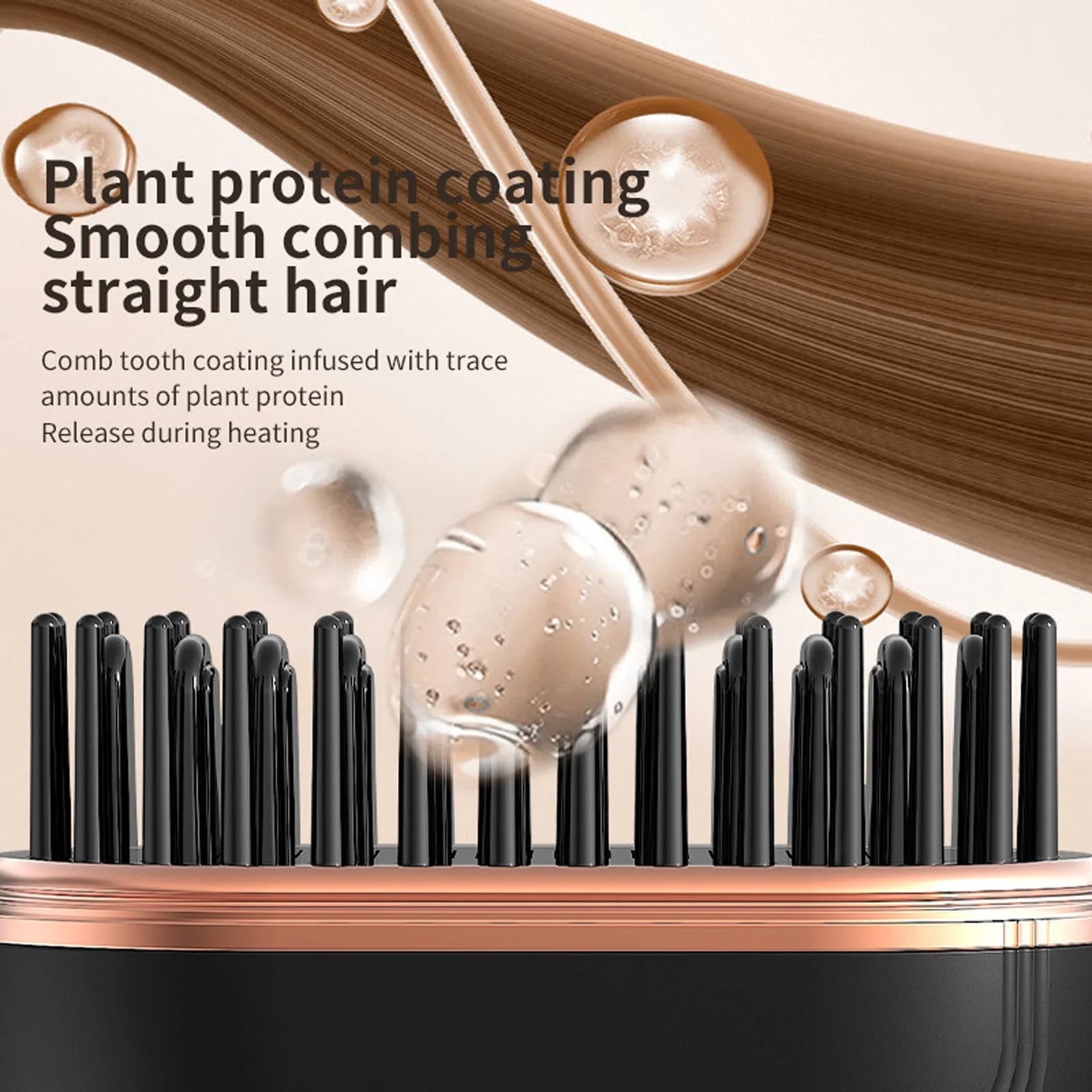 Mini Wireless Hair Straightener - 2-In-1 Straight/Roll Comb, No Hair Damage, Portable for Travel & Daily Styling, Fast Charging for On-The-Go Use, Black, 3.26*3.46In