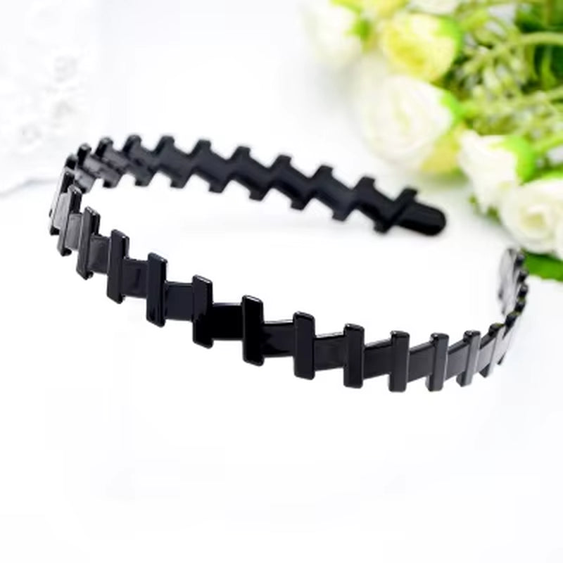 1Pc Fashion Wave Mens Women Unisex Plastic Resin Black Wavy Hair Head Hoop Band Sport Headband Hair Accessories Headdress