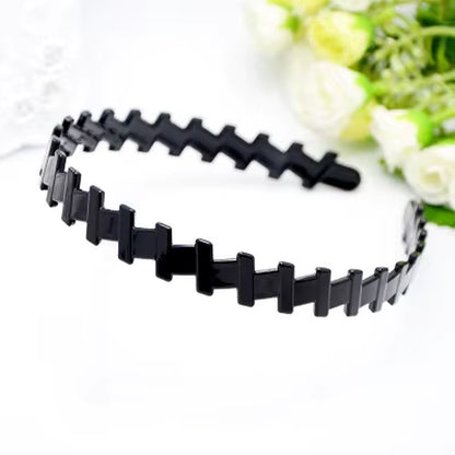 1Pc Fashion Wave Mens Women Unisex Plastic Resin Black Wavy Hair Head Hoop Band Sport Headband Hair Accessories Headdress