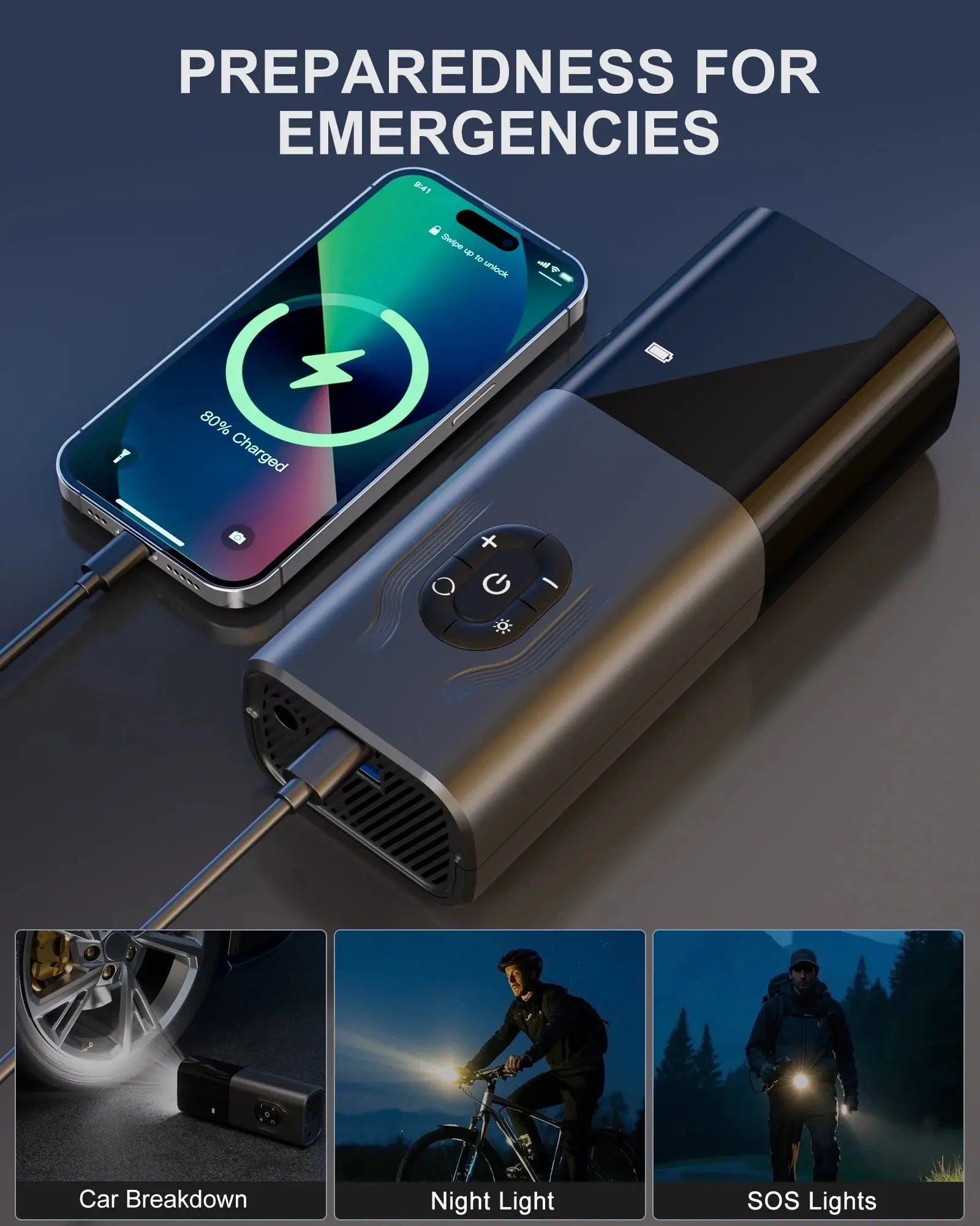 180PSI Tire Inflator, 6X Faster Portable Air Compressor for Car, 12V DC Tire Pump with Auto Shutoff for Car, Motorcycle, Bike and Ball