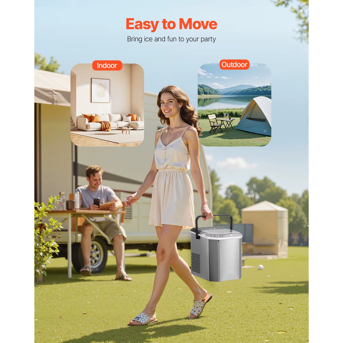 Succebuy Countertop Ice Maker 9 Cubes Ready in 6 Mins 26Lbs in 24Hrs Self-Cleaning Portable Ice Maker with Ice Scoop and Bask