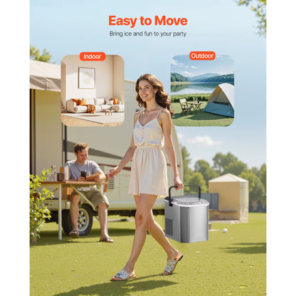 Succebuy Countertop Ice Maker 9 Cubes Ready in 6 Mins 26Lbs in 24Hrs Self-Cleaning Portable Ice Maker with Ice Scoop and Bask