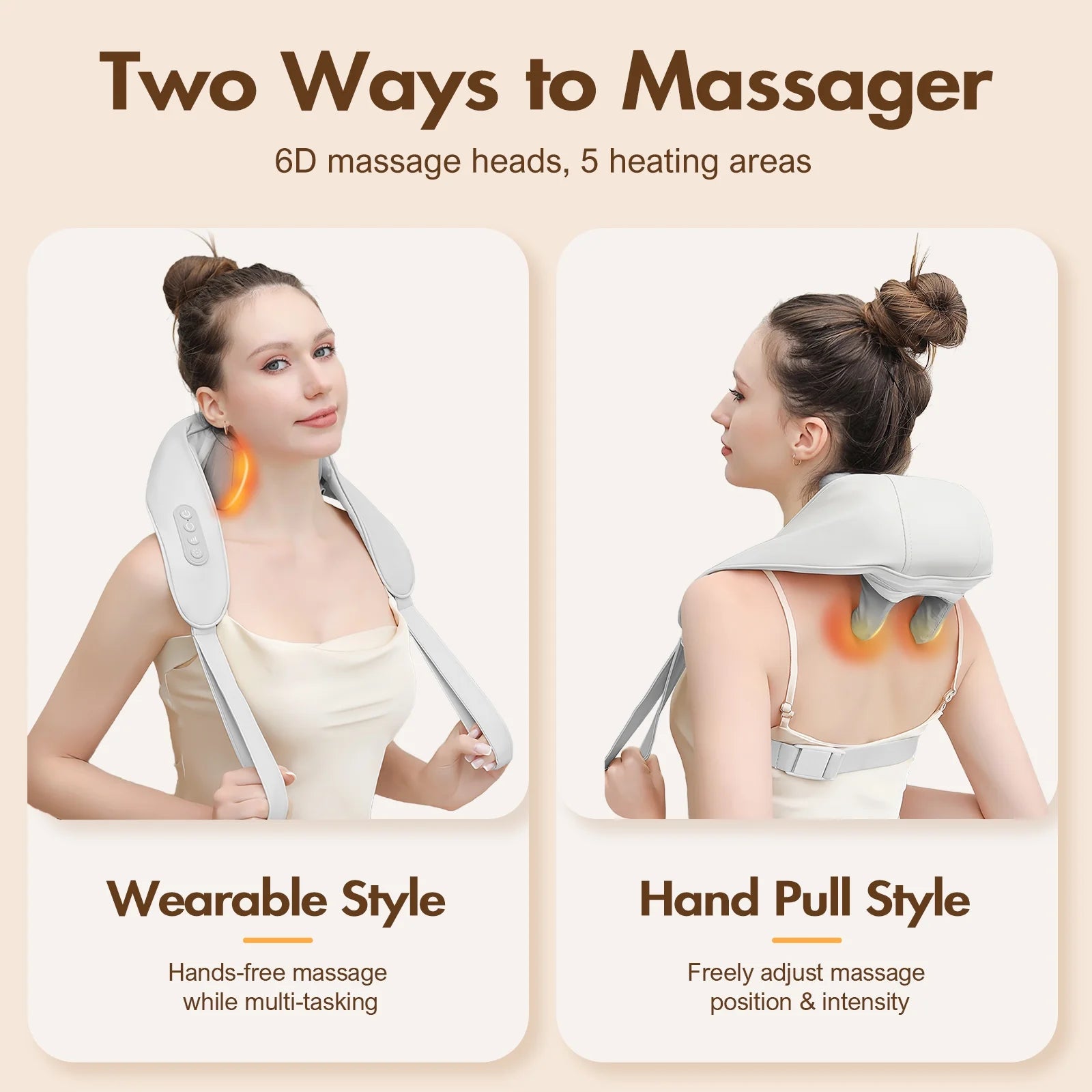 Shiatsu Neck and Back Massager with Heat, 6D Cordless Shoulder Massager, Deep Tissue Kneading Massage for Men and Women, Perfect Relaxation Gift