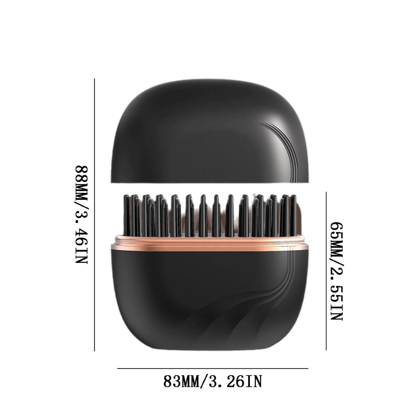 Mini Wireless Hair Straightener - 2-In-1 Straight/Roll Comb, No Hair Damage, Portable for Travel & Daily Styling, Fast Charging for On-The-Go Use, Black, 3.26*3.46In