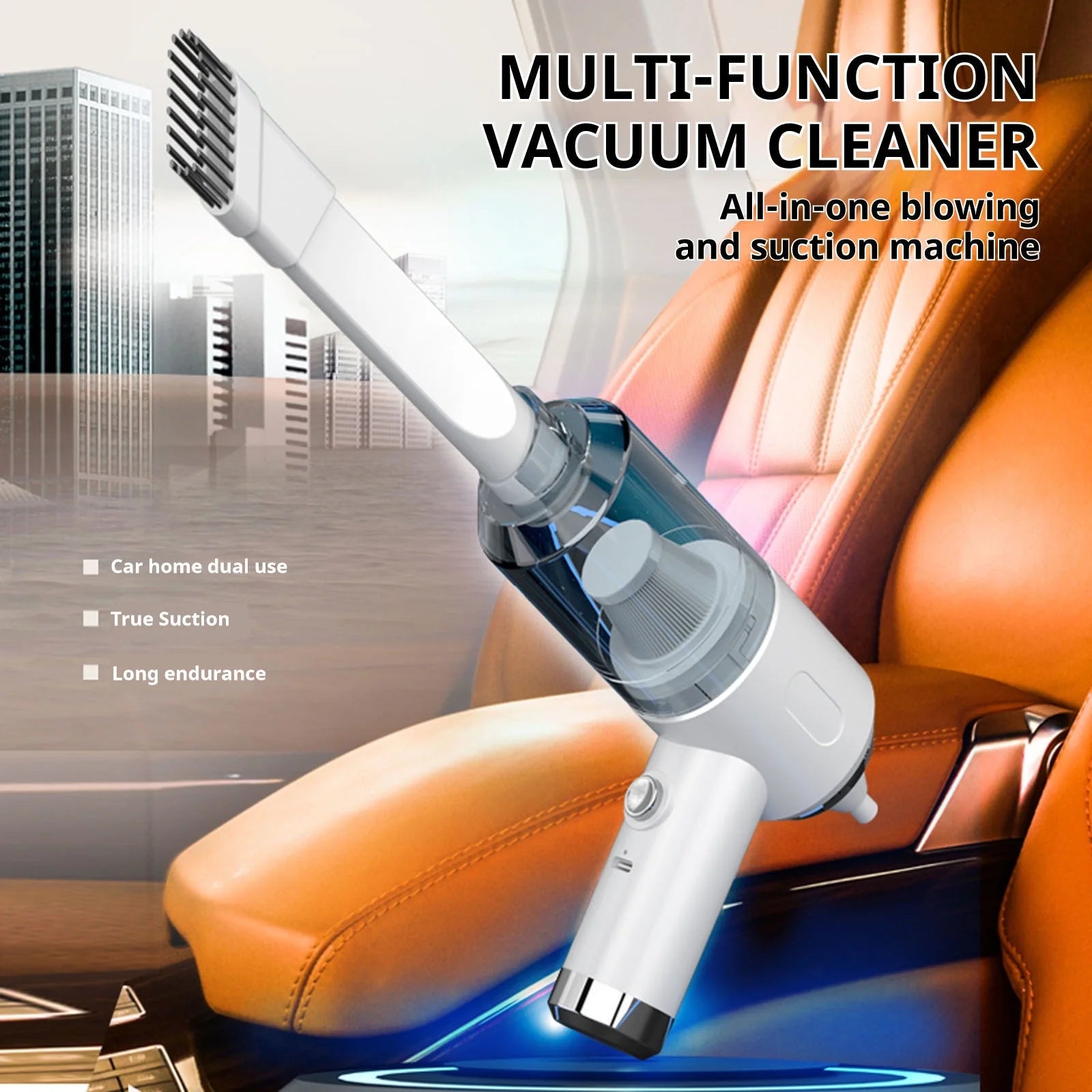 Car Vacuum Cleaner - High Power Wireless Handheld Vacuum, 3 in 1 Multifunctional Cordless Vacuum with Brushless Motor, Portable Mini Vacuum Cleaner Rechargeable for Car Detailing, Home