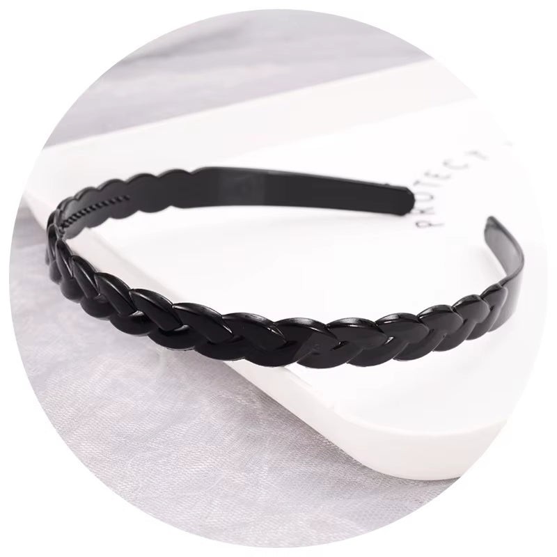 1Pc Fashion Wave Mens Women Unisex Plastic Resin Black Wavy Hair Head Hoop Band Sport Headband Hair Accessories Headdress