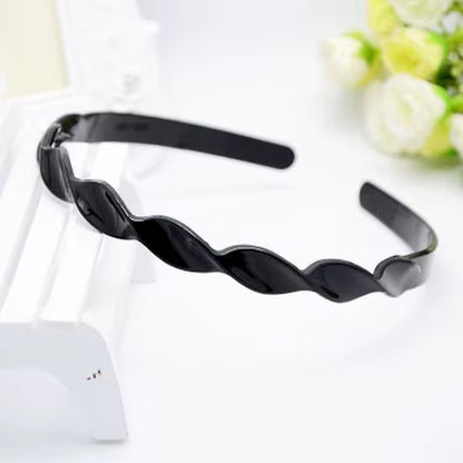 1Pc Fashion Wave Mens Women Unisex Plastic Resin Black Wavy Hair Head Hoop Band Sport Headband Hair Accessories Headdress