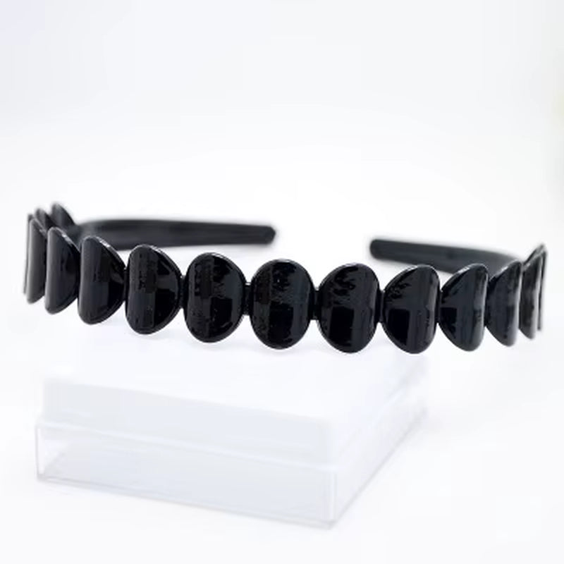 1Pc Fashion Wave Mens Women Unisex Plastic Resin Black Wavy Hair Head Hoop Band Sport Headband Hair Accessories Headdress