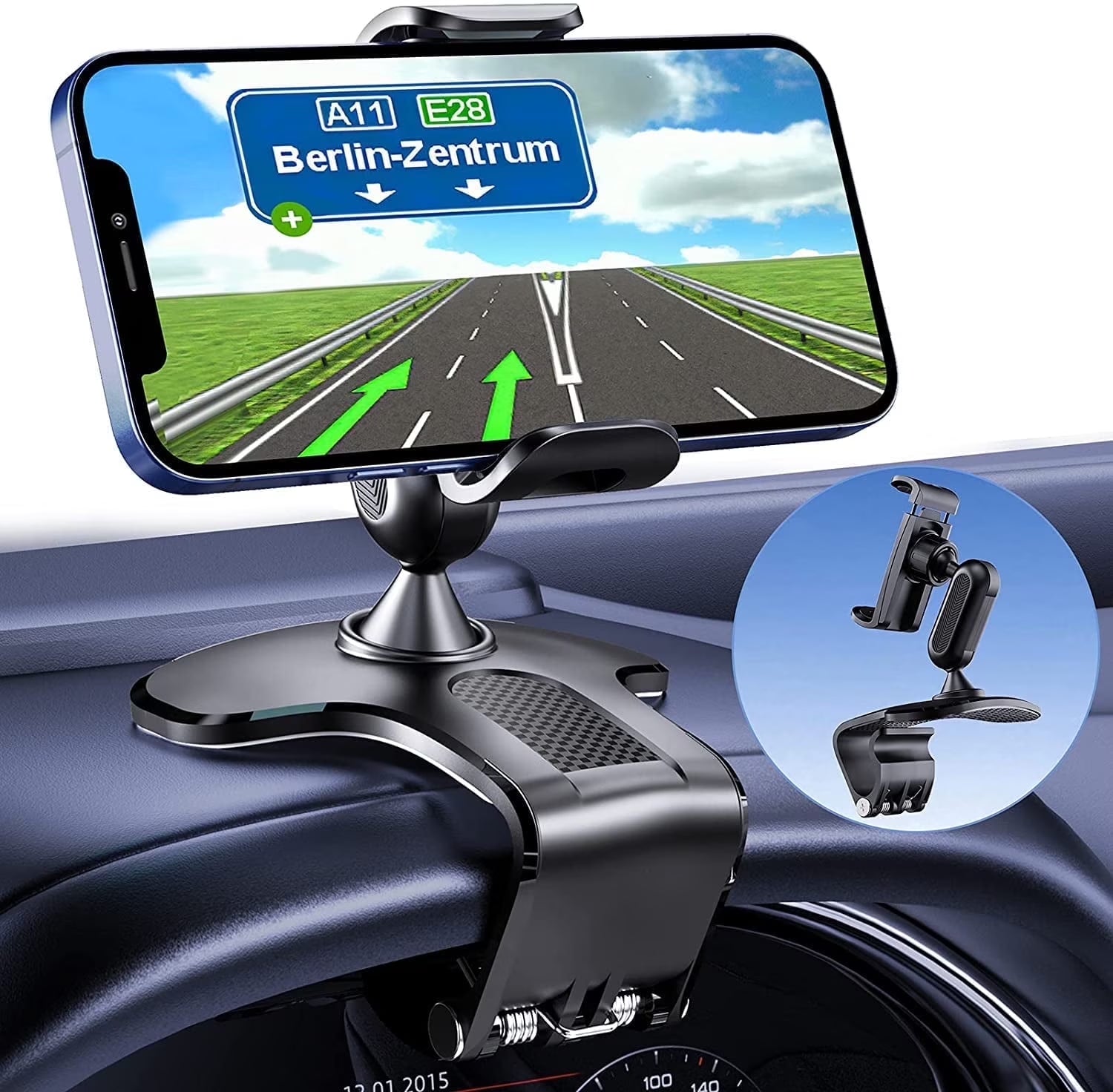 Universal Car Mount Holder for Cell Phone - Dashboard Grip Stand for Gps,Iphone,Samsung - 360° Rotation