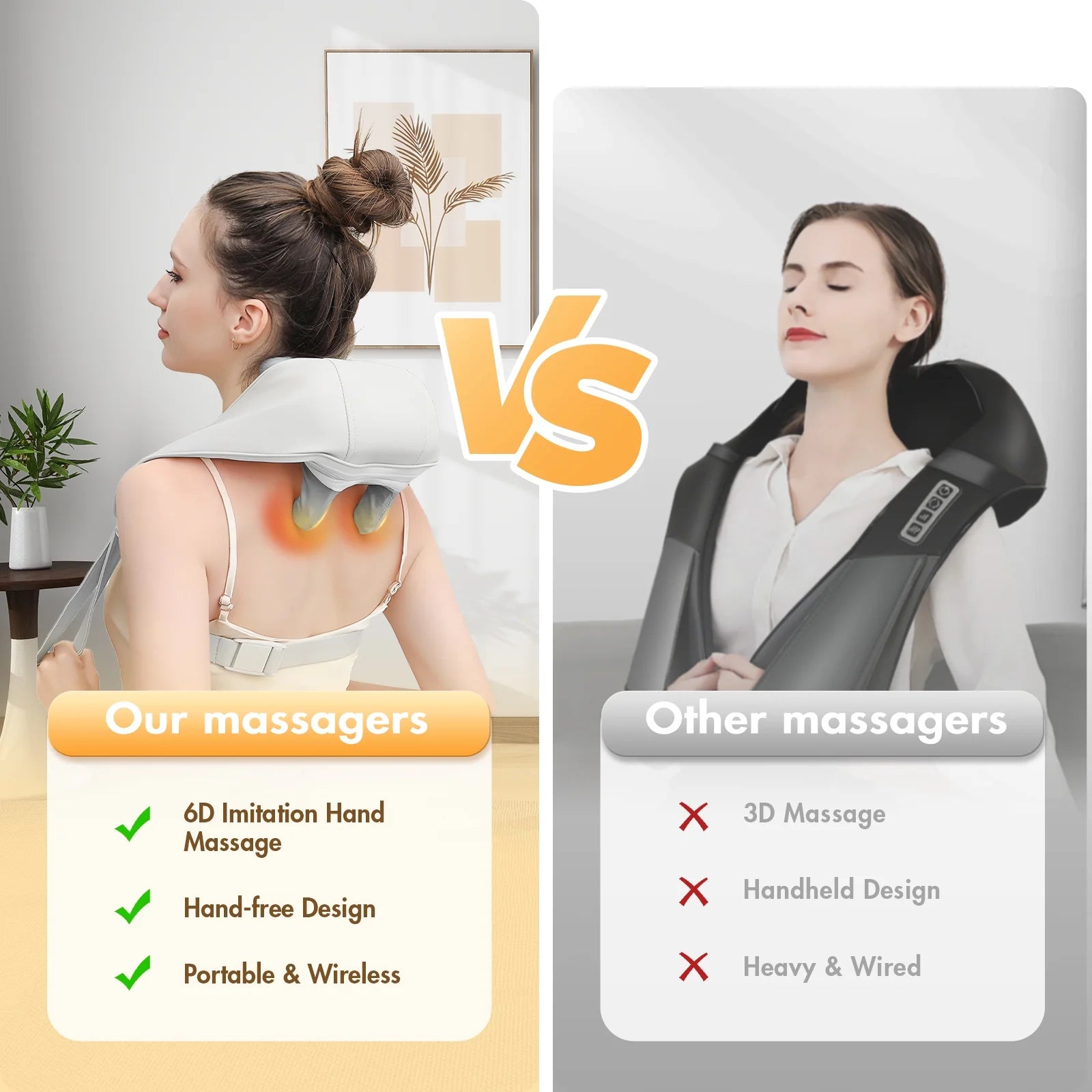 Shiatsu Neck and Back Massager with Heat, 6D Cordless Shoulder Massager, Deep Tissue Kneading Massage for Men and Women, Perfect Relaxation Gift