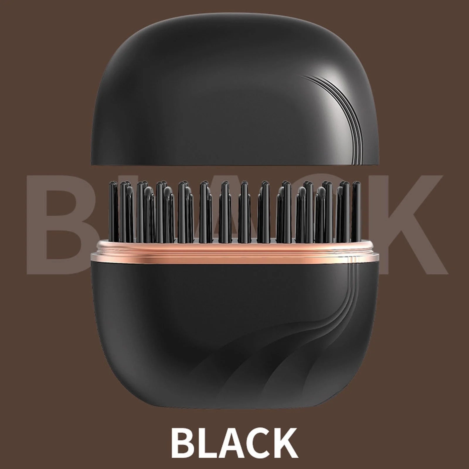 Mini Wireless Hair Straightener - 2-In-1 Straight/Roll Comb, No Hair Damage, Portable for Travel & Daily Styling, Fast Charging for On-The-Go Use, Black, 3.26*3.46In