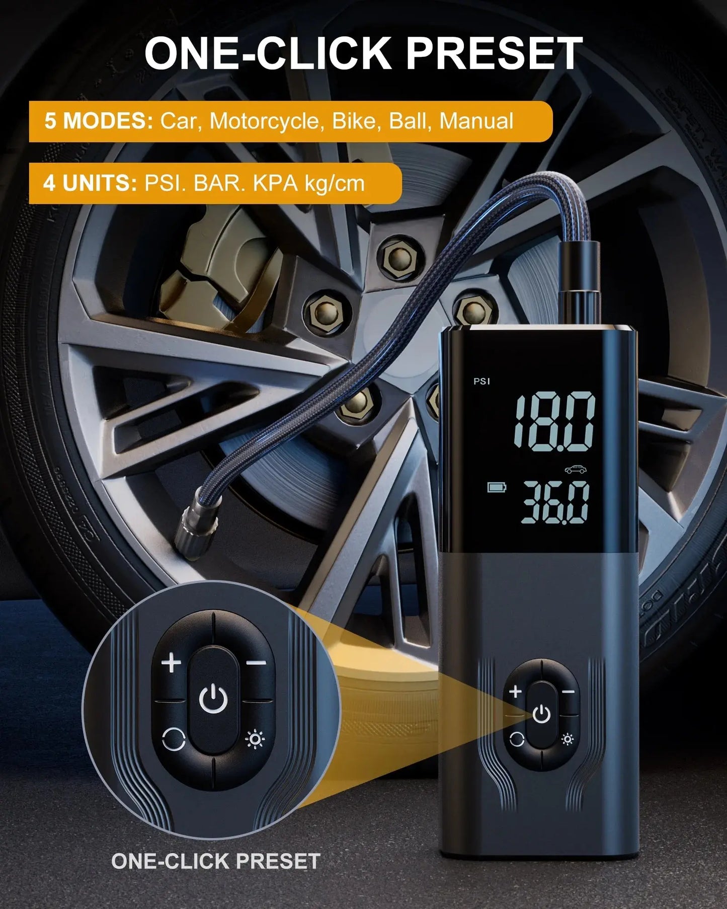 180PSI Tire Inflator, 6X Faster Portable Air Compressor for Car, 12V DC Tire Pump with Auto Shutoff for Car, Motorcycle, Bike and Ball