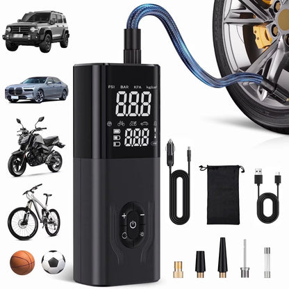 180PSI Tire Inflator, 6X Faster Portable Air Compressor for Car, 12V DC Tire Pump with Auto Shutoff for Car, Motorcycle, Bike and Ball