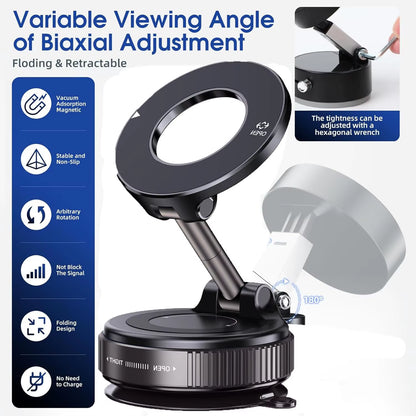 Magnetic Suction Cup Phone Mount for Magsafe 360° Adjustable Magnetic Car Phone Holder Pocket Size Foldable Car Mount