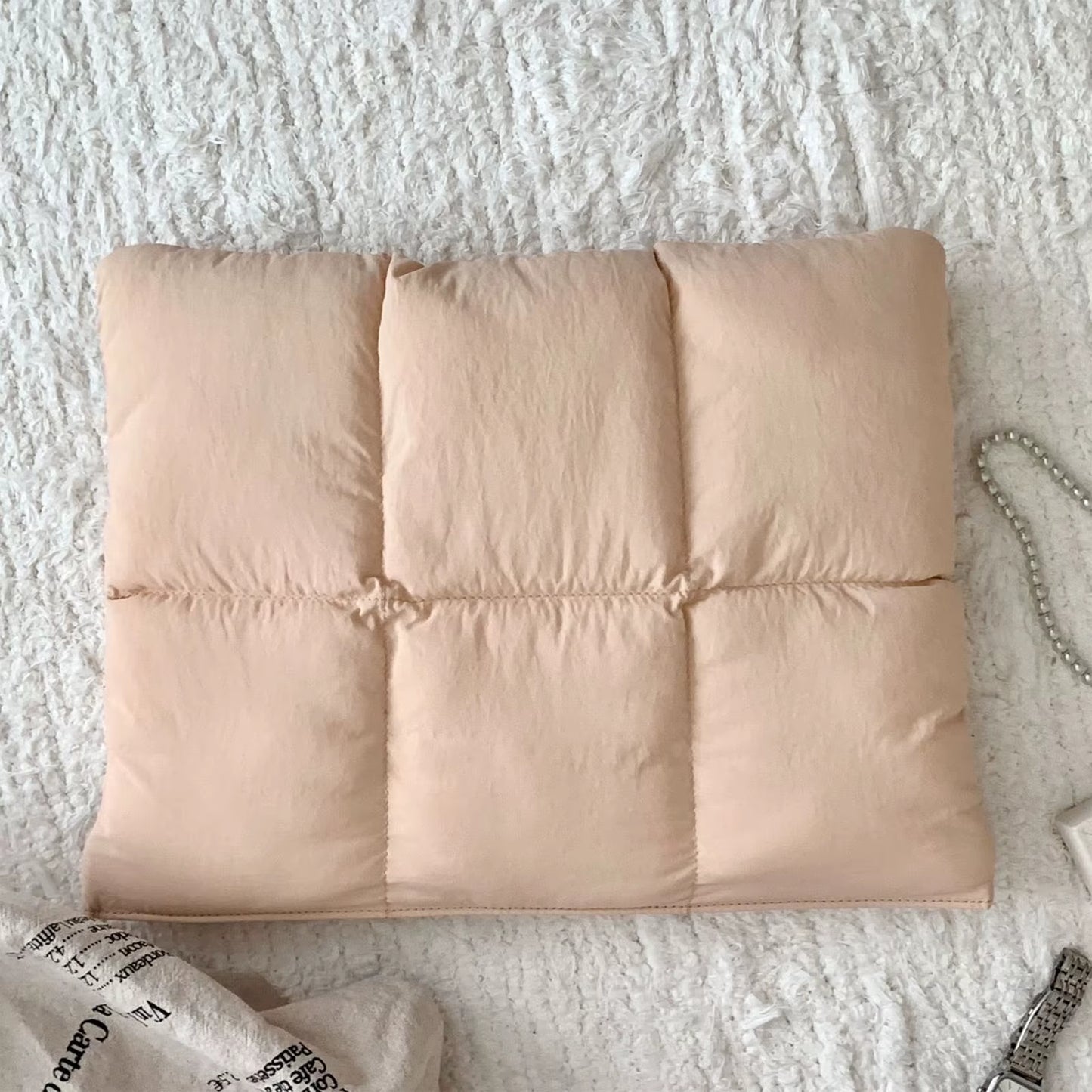 Nylon Quilted Puffy Notebook Carrying Case Comfortable Laptop Case for Women 15-15.6 Inch Tablet