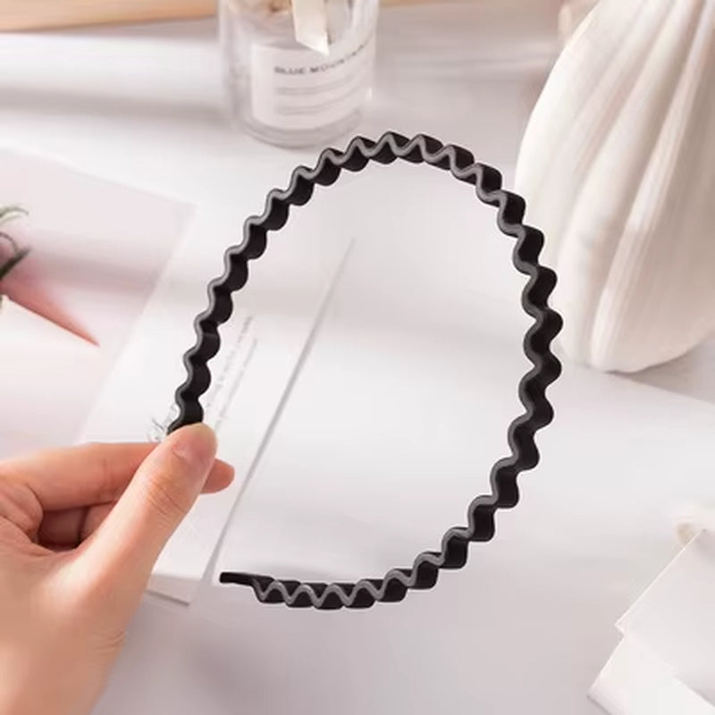 1Pc Fashion Wave Mens Women Unisex Plastic Resin Black Wavy Hair Head Hoop Band Sport Headband Hair Accessories Headdress