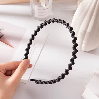 1Pc Fashion Wave Mens Women Unisex Plastic Resin Black Wavy Hair Head Hoop Band Sport Headband Hair Accessories Headdress