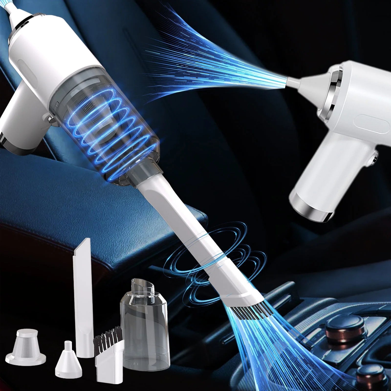 Car Vacuum Cleaner - High Power Wireless Handheld Vacuum, 3 in 1 Multifunctional Cordless Vacuum with Brushless Motor, Portable Mini Vacuum Cleaner Rechargeable for Car Detailing, Home